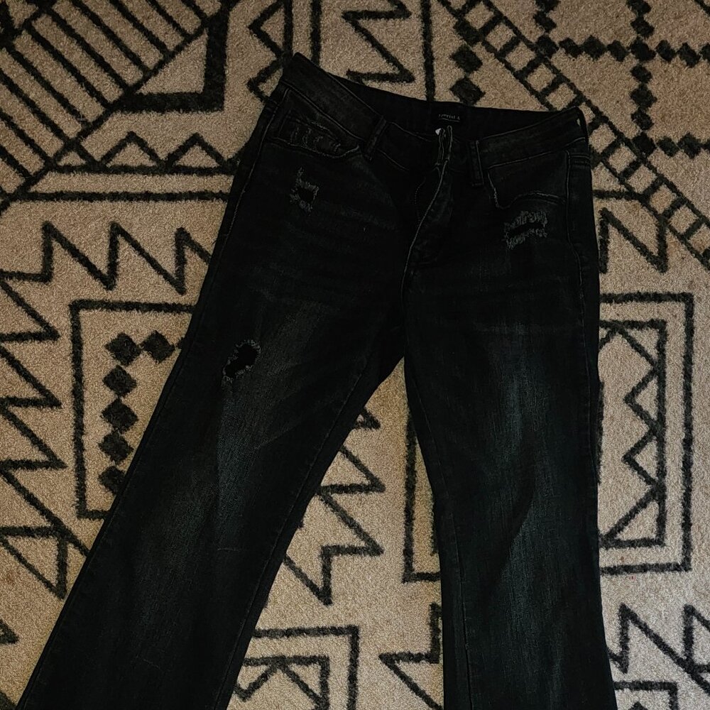 Black low rise flared jeans